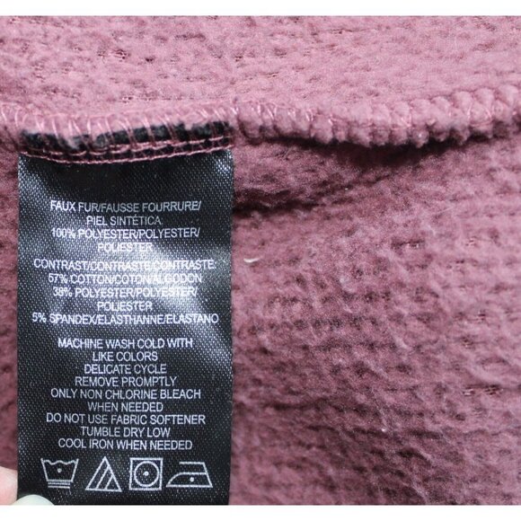 Andrew Marc New York Dark Mauve Sherpa Teddy Zip Up Hoodie Jacket Womens L - Picture 7 of 9